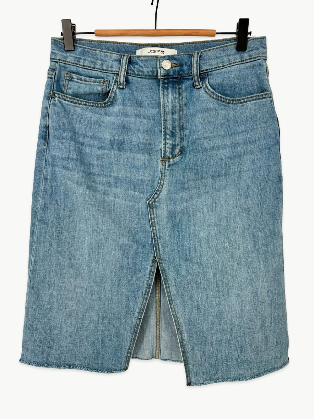 JOE'S Jeans Tatiana High-Rise Midi Denim Skirt Size 28 (US 6) Raw Hem Slit